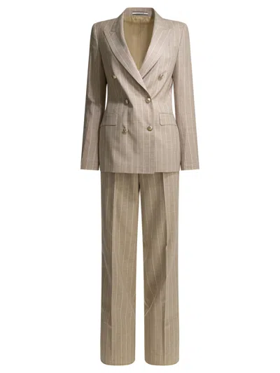 Tagliatore Virgin Wool Blazer Suits Beige In Neutral