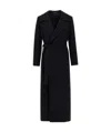 Tagliatore Virgin Wool Blend Belted Midi Coat In Black