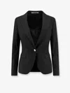 Tagliatore Black Single-breasted Blazer In Virgin Wool In Black