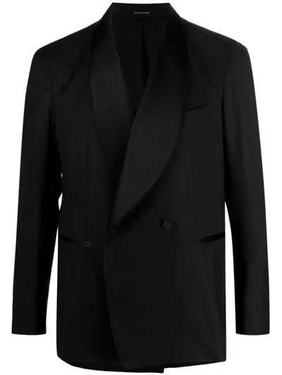 Tagliatore Virgin-wool Double-breasted Blazer In Black