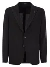 Tagliatore 110s Stretch Virgin Wool Tailored Single-breasted Jacket In Black