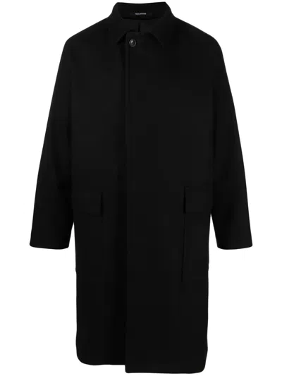 Tagliatore Virgin Wool-blend Single-breasted Coat In Black