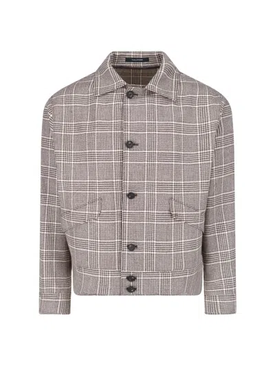 Tagliatore Virgin Wool Button Jacket In Neutral