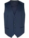 Tagliatore Virgin Wool Button-up Waistcoat In Blue