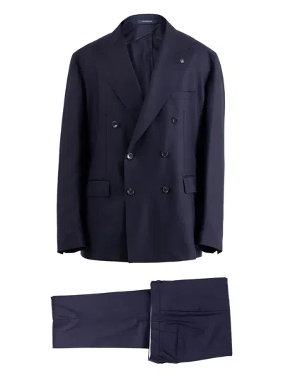 Tagliatore Virgin Wool Double-breasted Suit In Blue