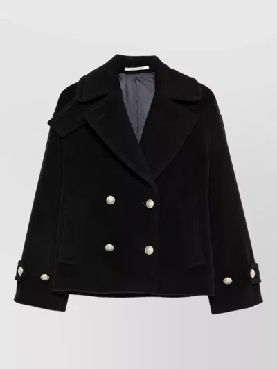 Tagliatore Virgin Wool Double-breasted Fitted Jacket In Black
