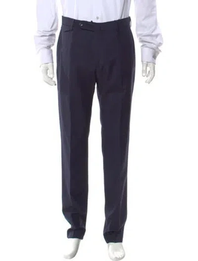 Pre-owned Tagliatore Virgin Wool Dress Pants W/ Tags In Blue