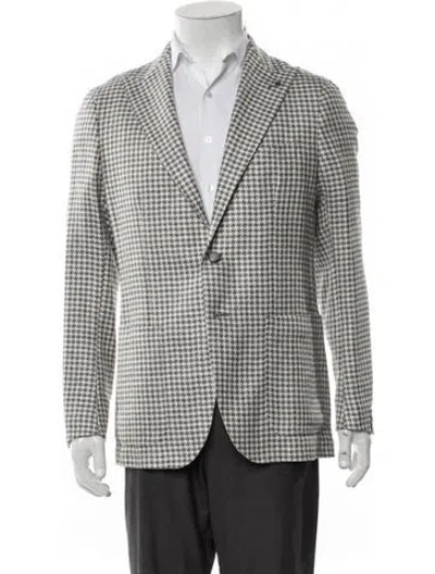 Pre-owned Tagliatore Virgin Wool Houndstooth Print Blazer W/ Tags In Gray