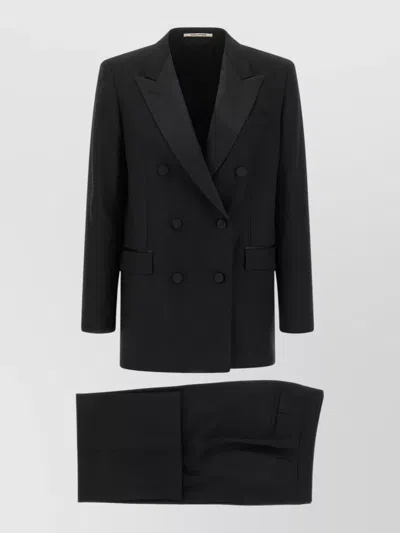 Tagliatore Virgin Wool Jasmine Oversized Double-breasted Tuxedo Trouser Suit In Black