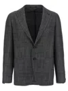Tagliatore Check-patterned Virgin Wool Blend Blazer In Gray