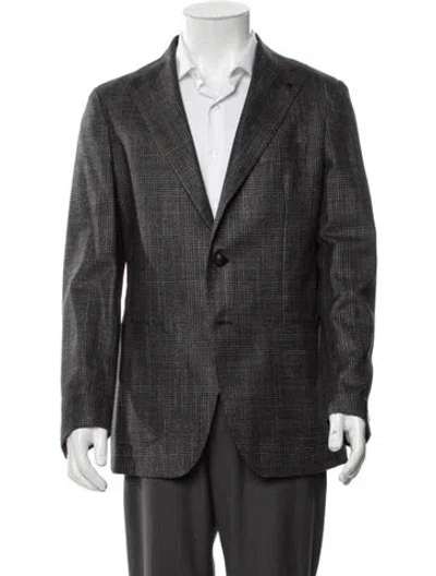 Pre-owned Tagliatore Virgin Wool Plaid Print Blazer In Black