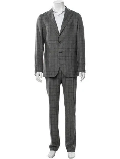 Pre-owned Tagliatore Virgin Wool Plaid Print Two-piece Suit In Green