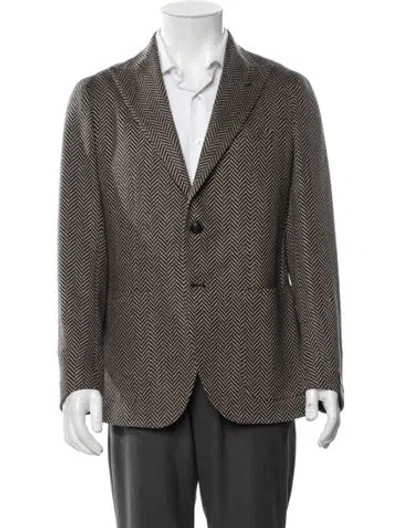 Pre-owned Tagliatore Virgin Wool Printed Blazer In Black