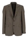 Tagliatore Dark Beige Single-breasted Jacket With Check Motif In Grey