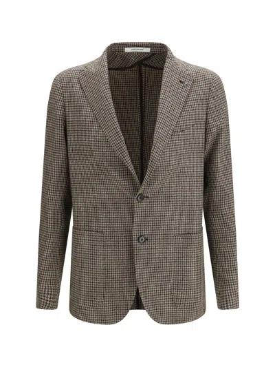 Tagliatore Virgin Wool Single-breasted Blazer In Brown