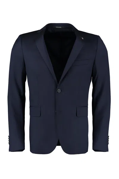 Tagliatore Virgin Wool Single-breasted Two-piece Suit With Double Back Slit In Blue