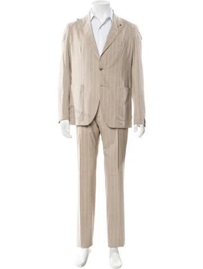 Pre-owned Tagliatore Virgin Wool Striped Two-piece Sport Coat In Neutrals