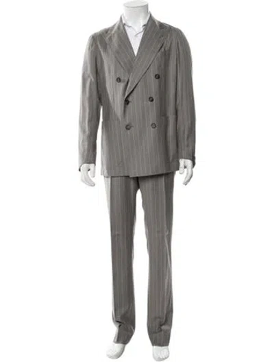 Pre-owned Tagliatore Virgin Wool Striped Two-piece Suit In Green