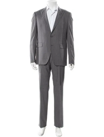 Pre-owned Tagliatore Virgin Wool Striped Two-piece Suit In Grey