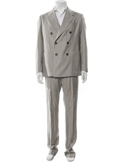 Pre-owned Tagliatore Virgin Wool Striped Two-piece Suit W/ Tags In Gray