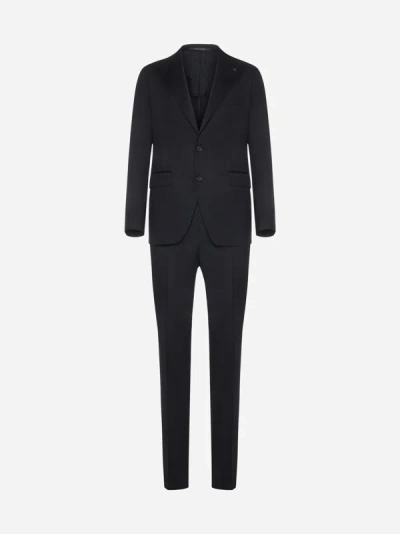 Tagliatore Virgin Wool Suit In Black