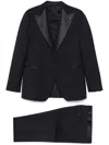 Tagliatore Blue Tailored Suit With Satin Lapel And Shoulders In Blau
