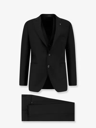 Tagliatore Virgin Wool Suit With Vest In Black
