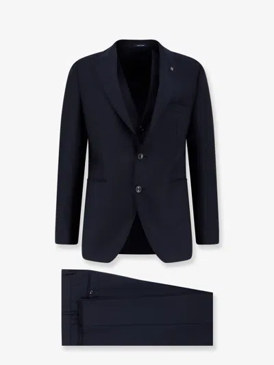 Tagliatore Virgin Wool Suit With Vest In Blue