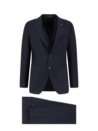 Tagliatore Virgin Wool Suit With Vest In Blue