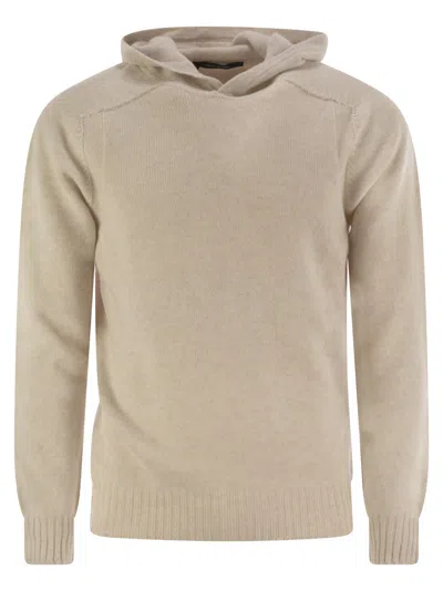Tagliatore Virgin Wool Sweater With Hood In Cream