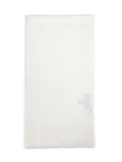 Tagliatore Virgin Wool Tone-on-tone Jacquard Scarf In White
