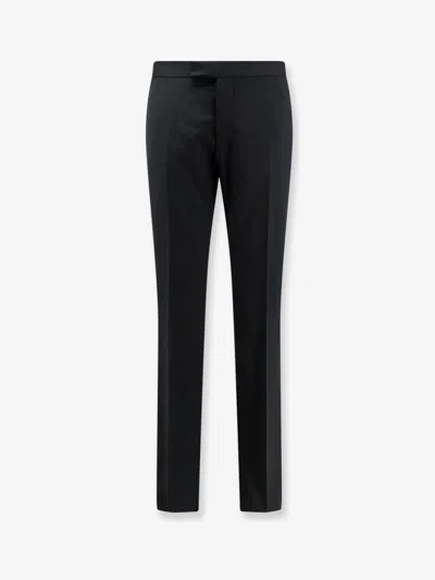 Tagliatore Tuxedo Satin-waistband Virgin Wool Tailored Trousers In Black