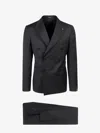 Tagliatore Virgin Wool Tuxedo With Removable Brooch In Black