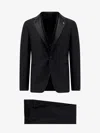 Tagliatore Blue Tailored Suit With Satin Lapel And Shoulders