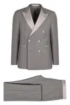 Tagliatore Double-breasted Lapel Two-piece Suit In Gray