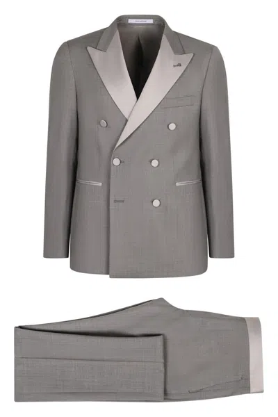 Tagliatore Double-breasted Lapel Two-piece Suit In Gray