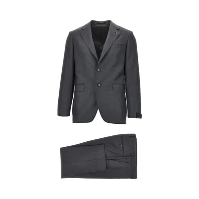 Tagliatore Virgin Wool Two-pieces Tailored Suit In Grey