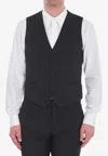 Tagliatore Blue Virgin Wool Waistcoat In Black