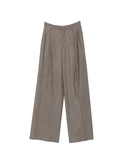 Tagliatore Virgin Wool Wide-leg Trousers In Gray