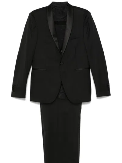 Tagliatore Virigin Wool Dinner Suit In Black  