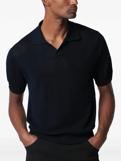 Tagliatore Waffle-knit Polo Shirt In Black