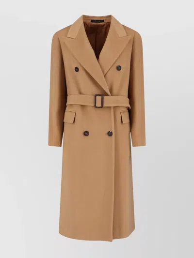 Tagliatore Waist Belted Back Vent Lapels In Brown