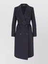 Tagliatore Waist Belted Long Length Jacket In Black