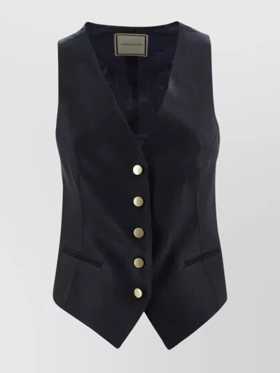 Tagliatore Waistcoat With Pinstripe Pattern And Button Detailing In White