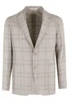 Tagliatore Embroidered Lapel Wool Blend Jacket In Neutrals