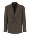 Tagliatore Double-breasted Patch-pocket Blazer In Brown
