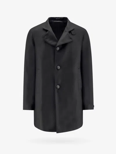 Tagliatore Water Repellent Virgin Wool Coat In Black