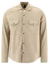 Tagliatore Suede-leather Button-down Shirt Jacket In White