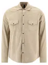 Tagliatore Suede-leather Button-down Shirt Jacket In Neutral