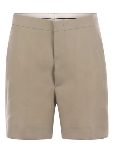 Tagliatore Linen Chino Bermuda Shorts In Neutral